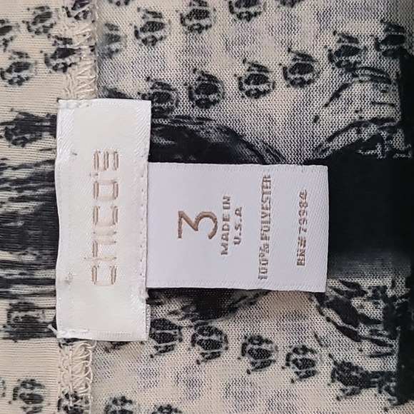 CHICO'S 3/4 Sleeve Giraffe Sequin Beaded Top Front/Back Graphics, size 3 (Large) - Picture 7 of 9